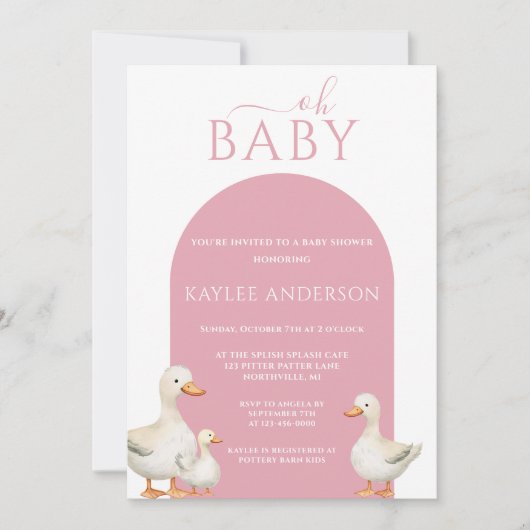 Invitation Baby shower de canard (Devant)
