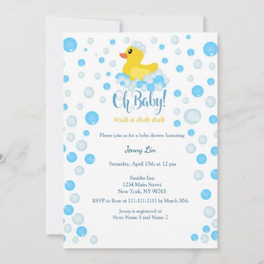 Invitation Baby shower de canard (Devant)