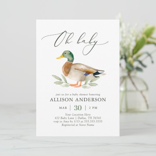 Invitation Baby shower de canard (Debout devant)