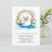 Invitation Baby shower de canard à aquarelle enchanté (Debout devant)