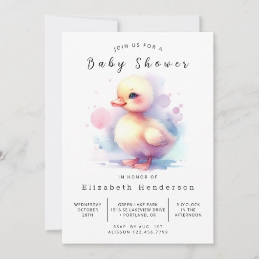 Invitation Baby shower de canard à impression chic (Devant)