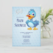 Invitation Baby shower de canard bleu (Debout devant)