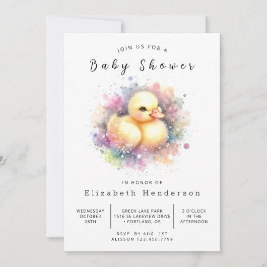 Invitation Baby shower de canard classique modifiable (Devant)