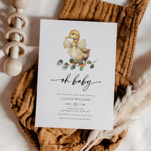 Invitation Baby shower de canard d'aquarelle neutre pour les 