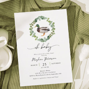 Invitation Baby shower de canard de Mallard neutre pour les f