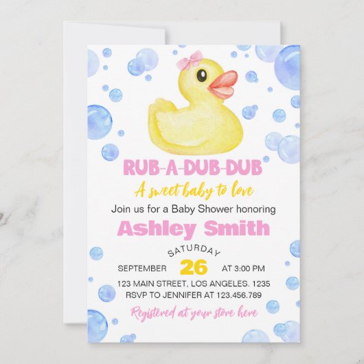 Invitation Baby shower de canard en caoutchouc (Devant)