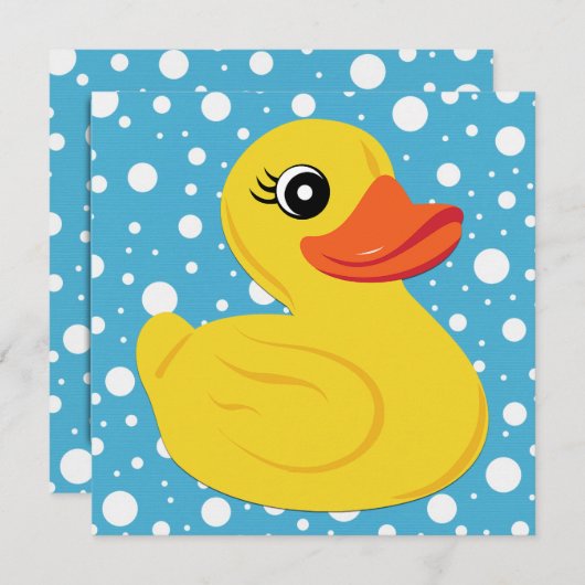 Invitation Baby shower de canard en caoutchouc jaune (Devant / Derrière)