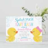 Invitation Baby shower de canard en caoutchouc neutre selon l (Debout devant)