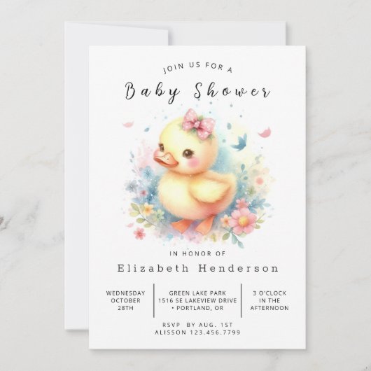 Invitation Baby shower de canard en ligne enchanté (Devant)