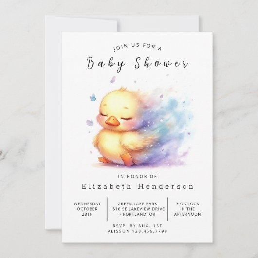 Invitation Baby shower de canard en ligne moderne (Devant)