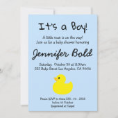 Invitation Baby shower de canard jaune (Devant)