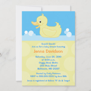Invitation Baby shower de canard jaune 5x7