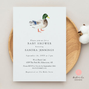 Invitation Baby shower de canard minimaliste Aquarelle simple