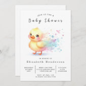 Invitation Baby shower de canard moderne à imprimer (Devant / Derrière)