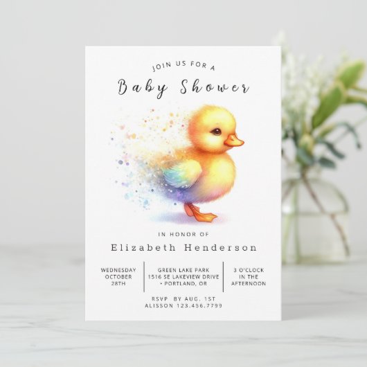 Invitation Baby shower de canard modifiable (Debout devant)