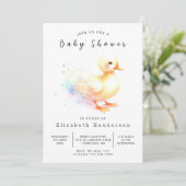 Invitation Baby shower de canard modifiable enchanté (Debout devant)