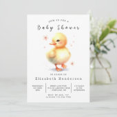 Invitation Baby shower de canard modifiable fille (Debout devant)