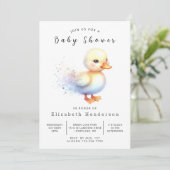 Invitation Baby shower de canard modifiable fille (Debout devant)