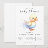 Invitation Baby shower de canard modifiable fille (Devant / Derrière)