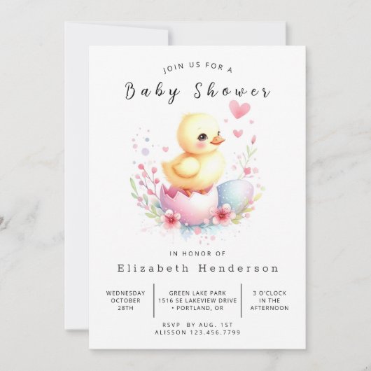 Invitation Baby shower de canard numérique chic (Devant)