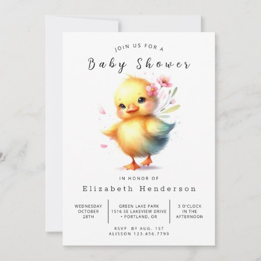 Invitation Baby shower de canard numérique classique (Devant)