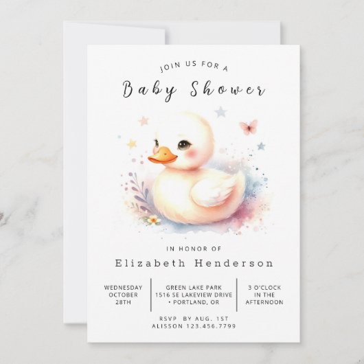 Invitation Baby shower de canard numérique classique (Devant)
