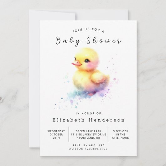 Invitation Baby shower de canard numérique classique (Devant)