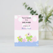Invitation Baby shower de canard rose (Debout devant)