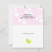 Invitation Baby shower de canard rose (Dos)