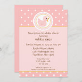 Invitation Baby shower de Canard rose (Devant / Derrière)