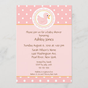 Invitation Baby shower de Canard rose