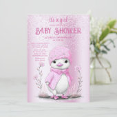 Invitation Baby shower de canard rose (Debout devant)