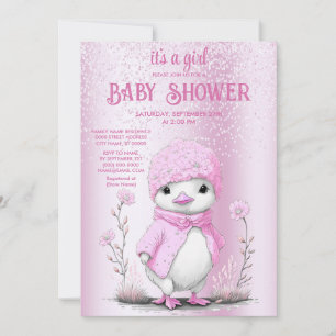 Invitation Baby shower de canard rose