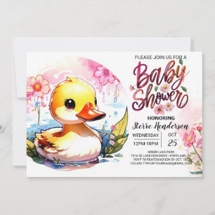 Invitation Baby shower de canard rose doux