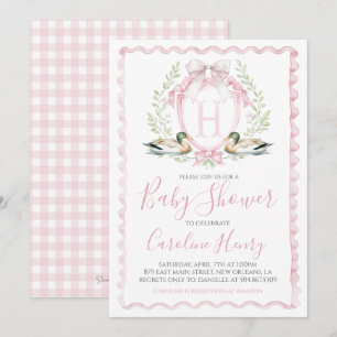 Invitation Baby shower de canard rose En vichy rose