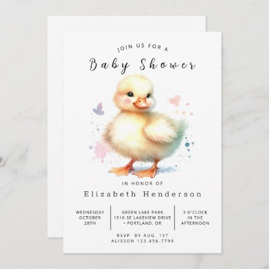 Invitation Baby shower de canard rustique à impression (Devant / Derrière)