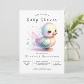 Invitation Baby shower de canard rustique à impression (Debout devant)