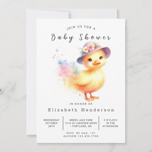 Invitation Baby shower de canard rustique modifiable (Devant)