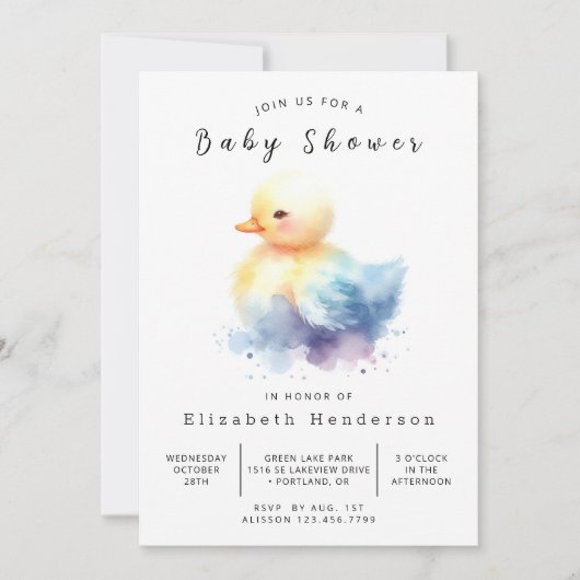 Invitation Baby shower de canard rustique modifiable (Devant)