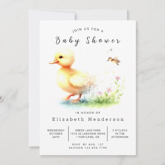 Invitation Baby shower de canard simple à imprimer (Devant)