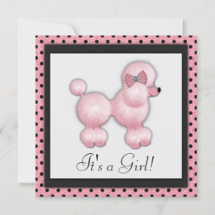 Invitation Baby shower de caniche rose