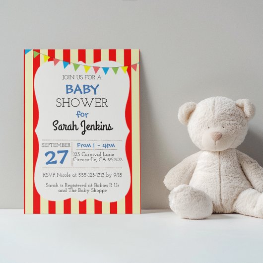 Invitation Baby shower de carnaval