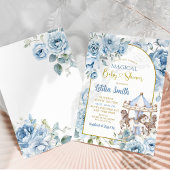 Invitation Baby shower de carrousel magique Boho Dusty Blue