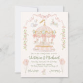 Invitation Baby shower de carrousel Merry-go-round (Devant)