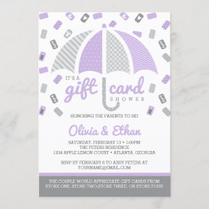 Invitation Baby shower de carte cadeau, violet, gr