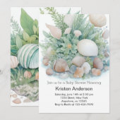 Invitation Baby shower de célébration de Sage Green Boho Seas (Devant / Derrière)
