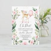Invitation Baby shower de cerf rose rose rose rose rose (Debout devant)