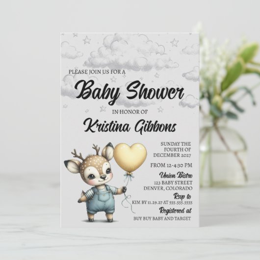 Invitation Baby shower de cerfs (Debout devant)