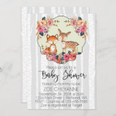 Invitation Baby shower de cerfs communs et de Fox de bébé de (Devant / Derrière)
