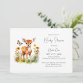 Invitation Baby shower de cerfs d'animaux de bois (Debout devant)